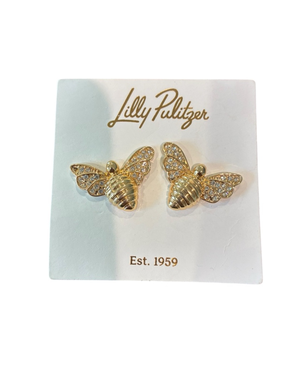 Lilly Pulitzer Gold Bee Crystal Accent Stud Earrings - Picture 2 of 3